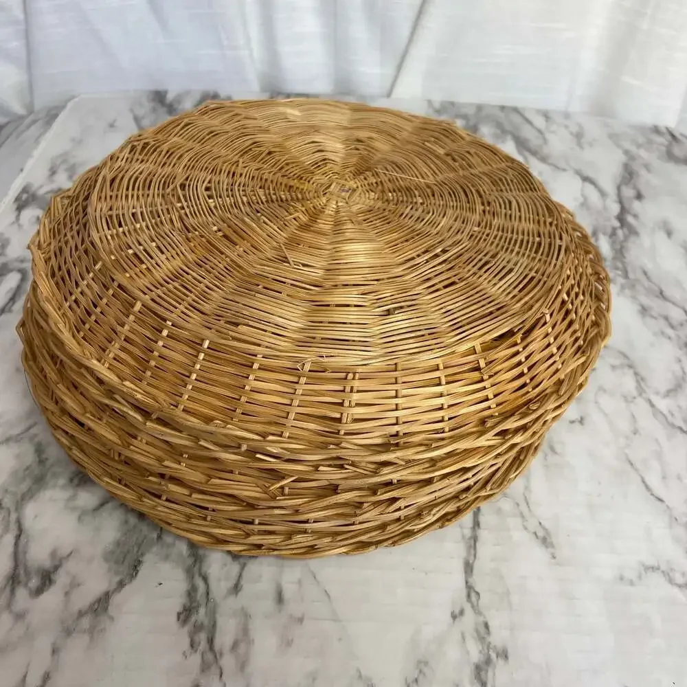 Boho Wicker Picnic Plate Holders 7pc